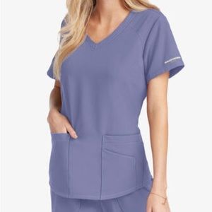 Skechers by Barco Breeze Women's 3-Pocket STRETCH V-Neck Scrub Top -Ceil Blue